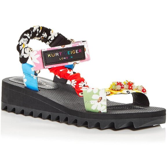 Kurt Geiger Shoes - NEW Kurt Geiger London Women's Orion Embellished Floral Wedge Open Toe Sandals